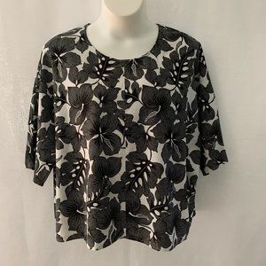 CYNTHIA ROWLEY Floral Linen Blend Short Sleeve Top